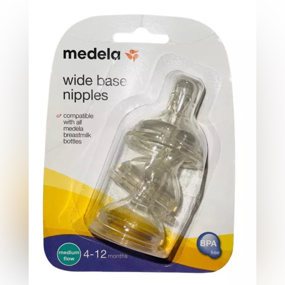 Medela Med Flow Bottle Nipples Wide Base Age 4-12 Months Made Without BPA 3Pack - Picture 1 of 2